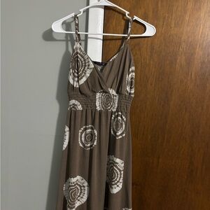 Brown and White Patterned Women's Dress